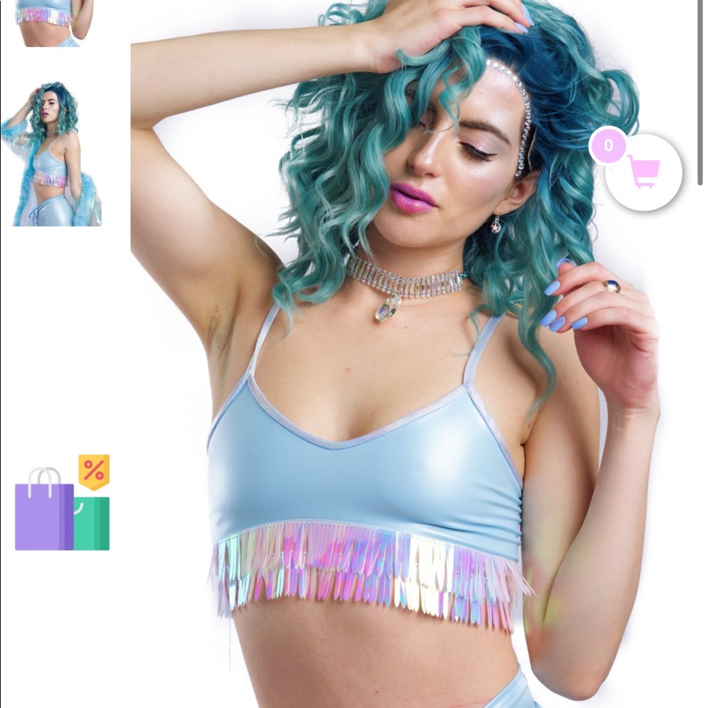 Blue iridecent rave top